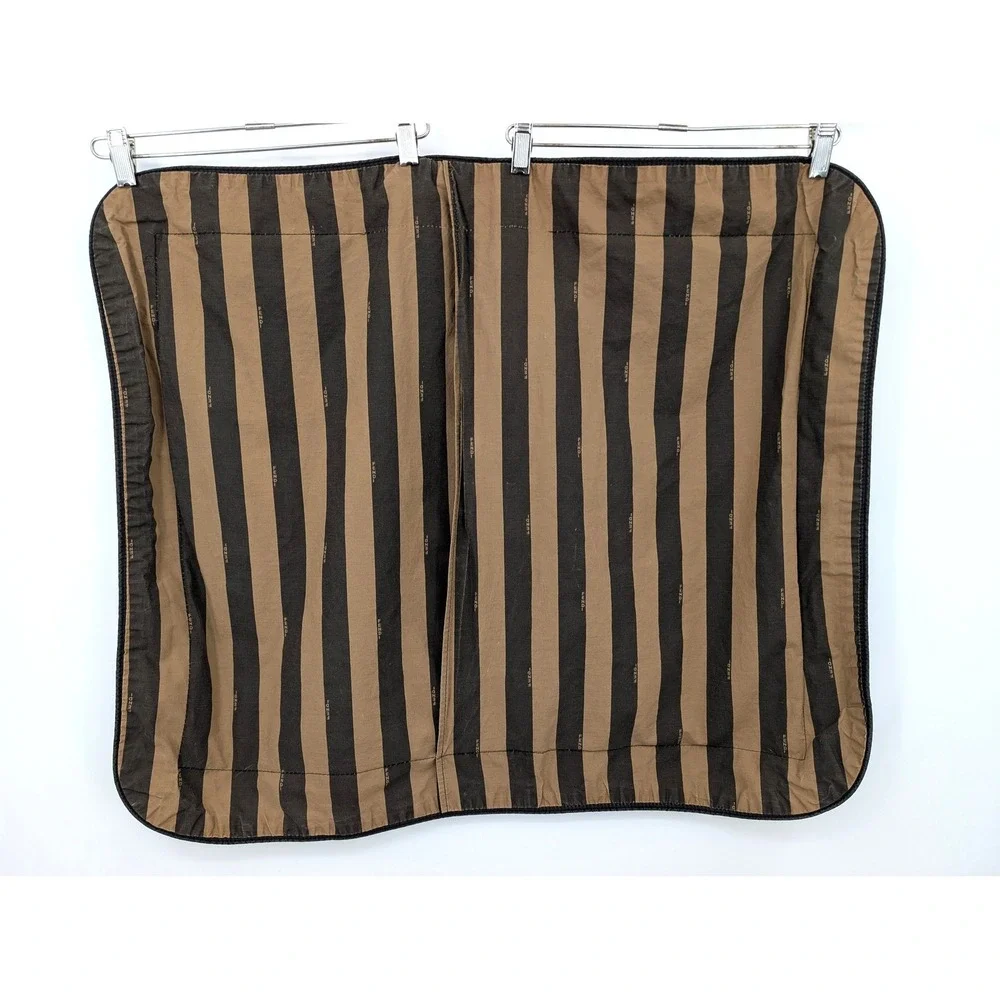 Vintage Fendi Roma Set of 2 Pillow Shams Brown Pequin Stripe Logo 26x22
